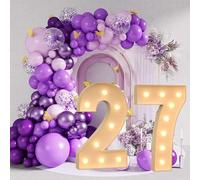 IINCOOY Lampe LED Géante avec Chiffres d'anniversaire 20-29, Lumière Lumineuse en Mosaïque, Alimentée par Batterie, Décor De Fête De 1er Anniversaire, De Mariage (Color : 27, Size : 120cm)