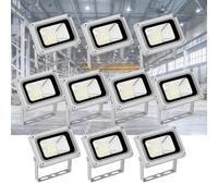 IINCOOY Lot de 10 Projecteurs LED 10 W D'extérieur, Étanches IP66, Éclairage De Sécurité 12 V CC, Éclairage De Travail for Cour, Patio, Parking, Rue