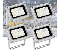 IINCOOY Projecteur LED De Cour 10 W - 12-24 V CC - Économie D'énergie - Conception Étanche IP65 - for L'éclairage des Piliers De Portail Et des Murs De Soutènement(4Pack)