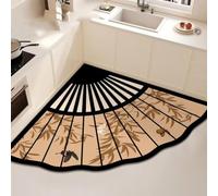 IINCOOY Tapis Rembourré Antidérapant en Forme D'éventail | Convient aux sols de cuisine, de salles de bains, de maisons et de bureaux ; modèle de style chinois vintage(Gray,120*120cm)