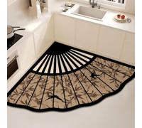 IINCOOY Tapis Rembourré Antidérapant en Forme D'éventail | Convient aux sols de cuisine, de salles de bains, de maisons et de bureaux ; modèle de style chinois vintage(Beige,80*80cm)