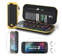 IINE Ensemble de housses de transport pour Switch 2 avec coque de protection et protecteurs d'écran, kit de voyage complet pour Switch 2 modèle 2025 avec capuchons de pouce, anti-rayures et anti-chocs