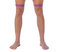 iiniim 1 Paire Bas Haut Cuisse Dentelle Homme Sissy Sexy Collants Bas Autofixant Transparent Lingerie Clubwear Stockings Elastique Chaussettes Longue Basses Invisible Violet B Taille unique