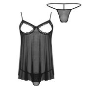 iiniim 2 Pièces Lingerie Transparent Homme Robe De Nuit Transparente Peignoir Robe Et G-String Sissy Nuisette
