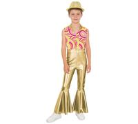 iiniim Adolescent Costume De Disco Des Années 70 Pour Garçons Costume De Disco Pour Garçons Pour La Fête D'Halloween Halloween Et Jeux Rôle Or 13-14 ans