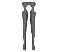 iiniim Bas Thermiques Femme Longue Pantalon Collant Danse Ballet Latine Brillant Legging Sport Fitness Yoga Pantalon Moulante Ouvert Clubwear Taille Haute Pantyhose Pants Gris Foncé B XL