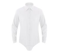 iiniim Body Chemise Soirée Mariage Cérémonie Homme Combinaison Chemise Manches Longues Coton Justaucorps De Danse Jazz Latine Chaca Blanc L