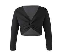 iiniim Boléro à Manches Longues Bébé Enfant Fille Cache-Coeur De Danse Ballet Cardigan De Gymnastique Veste Coton Haut Performance Dancewear 2-16 Ans Noir B 13-14 Ans