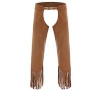 iiniim Chaps Cow-Boy Ouvert Entrejambe Homme Pantalon Hippie Cow-Boy Occident Costume Carnaval Halloween Spectacle Marron L