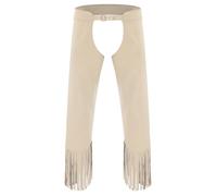 iiniim Chaps Cow-Boy Ouvert Entrejambe Homme Pantalon Hippie Cow-Boy Occident Costume Carnaval Halloween Spectacle Beige L