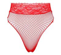 iiniim Culottes Femme Slips Dentelle Transparente Résille String Shorties Hip-up Taille Basse Bikini Triangle Briefs Underpants Underwear Rouge Taille Unique