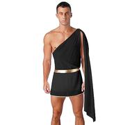 iiniim Déguisement Romaine Antiquité Homme Costume Toge Grecque Cosplay Grec Antiquité Gladiateur Costume Halloween Carnaval Noël Spectacle Noir F L