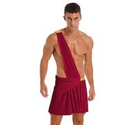 iiniim Déguisement Romaine Antiquité Homme Costume Toge Grecque Cosplay Grec Antiquité Gladiateur Costume Halloween Carnaval Noël Spectacle Bourgogne M