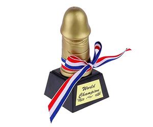 iiniim Drôle Trophée Pénis en Plastique Remise du Prix Figurines Décorations Accessoires Fête Cadeau Adulte Jouets Fantaisie Farces Attrapes Célibataire Partie Club Coupe Bronzé & Noir A Taille Unique
