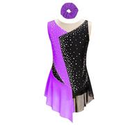 iiniim Enfant Fille Robe De Patinage Artistique Sans Manche Robe De Danse Lyrique Moderne Costume Compétition Soirée Spectacle 5-16 Ans