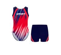 iiniim Enfant Garçon Justaucorps Gymnastique Avec Short Leotard Ballet Danse Moderne Patinage Tenue Compétition Gala Rouge 9-10 ans