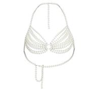 iiniim Femme Chaîne De Poitrine En Perle Bikini Soutien Gorge Chaîne De Corps Tenue Danse Rave Party Type B Taille unique