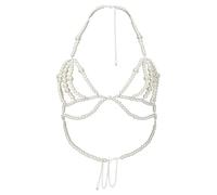 iiniim Femme Chaîne De Poitrine En Perle Bikini Soutien Gorge Chaîne De Corps Tenue Danse Rave Party Type A Taille unique