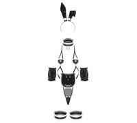 iiniim Femme Lingerie Ensemble Costume Lapin Bunny Girl Similicuir Teddy Lingerie Costume Femme Type A Noir Taille unique