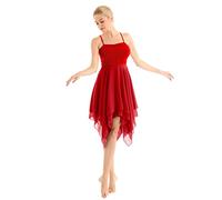 iiniim Femme Robe De Danse Ballet Lyrique Robe À Bretelles Tenue Latine Tango Moderne Justaucorps De Gymnastique Costume De Soirée Bal Spectacle S-XXL Rouge XXL