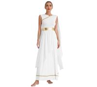 iiniim Femme Robe Déesse Grecque Déguisement Reine Antique Cosplay Robe De Soirée Cocktail Halloween Carnaval Photographie Blanc L