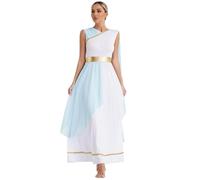 iiniim Femme Robe Déesse Grecque Déguisement Reine Antique Cosplay Robe De Soirée Cocktail Halloween Carnaval Photographie Bleu Clair XXL