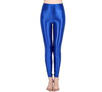 iiniim Femmes Brillant Leggings Taille Elastique Pantalon Métallisé Slim Fitness Jogging Yoga Leggings de Sport Course Yoga Clubwear Taille Haute Bleu Royal XL