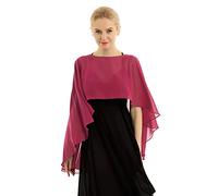 iiniim Femmes Madame Mince Ponchos Capes Longue Mousseline Boléro Mariage Mariée Demoiselles d'honneur Châle Foulards Cérémonie Capelet Shrug Long Shawl Wraps Anti UV Bourgogne Taille Unique