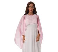 iiniim Femmes Madame Mince Ponchos Capes Longue Mousseline Boléro Mariage Mariée Demoiselles d'honneur Châle Foulards Cérémonie Capelet Shrug Long Shawl Wraps Anti UV Rose Taille Unique