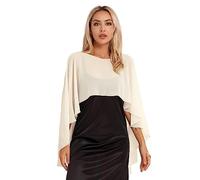 iiniim Femmes Madame Mince Ponchos Capes Longue Mousseline Boléro Mariage Mariée Demoiselles d'honneur Châle Foulards Cérémonie Capelet Shrug Long Shawl Wraps Anti UV Champagne Taille Unique