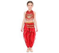 iiniim Fille Costume De Danse Du Ventre Pour Filles Robe Danse Classique Costumes D'Halloween Princesse Arabe Robe De Ballet Classique Rouge 6-9 ans