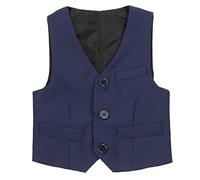 iiniim Gentilhomme Vêtements Garçons d'honneur Bébé Enfant Fils Gilet sans Manches Vestons Cérémonie Mariage Baptême Anniversaire Performance Costume Prince Coton Uni 3-14 Ans Bleu Marin 7-8 Ans
