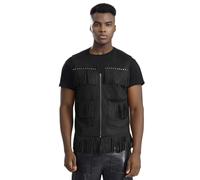 iiniim Hippie Gilet à Franges Homme Steampunk Veste Déguisement Cow-boy Western Sans Manche Cosplay Halloween Carnaval Party Noir B M