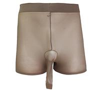 iiniim Homme Boxer sous-vêtements Transparent Caleçons Trompe Éléphant Gaine De Pénis Fermée/Ouvert Shorts Sexy Pantalon Court Underwear Boxer Marron B Taille Unique