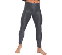 iiniim Homme Legging Collant Pantyhose Brillant Nylon Bas Collants Moulant Pantalons Thermique Legging Extensible M-XL Gris Foncé A L