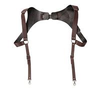 iiniim Homme Sangle Harnais Renaissance Médiévale Jarretelle Ceinture d'épaule en Cuir Verni Wetlook Maillot de Corps Bretelles Réglable Marron Taille unique