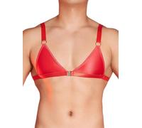iiniim Homme Soutien Gorge Travesti Brillant sous Vêtement Maillot De Corps Brassière Ouvert Devant Rouge Taille Unique