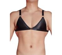 iiniim Homme Soutien Gorge Travesti Brillant sous Vêtement Maillot De Corps Brassière Ouvert Devant Noir Taille Unique