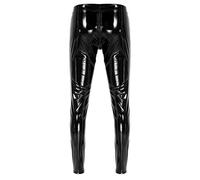 iiniim Longue Pantalons de Sport en Faux Cuir Flash Zipper Léger Legging Longue Coupe Mince pour Dancewear Discothèque Club Bar Clubwear M-4XL Noir C M