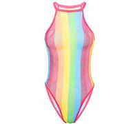 iiniim Maillot de Bain Femme 1 Piece Tankini Bikini Lingerie Erotique Body String Transparent Résille Justaucorps Danse Festival Swimsuit Bodysuit de Bain Beachwear S-XL Rose Large