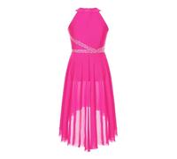 iiniim Robe Ballet Danse Jazz Moderne Enfant Fille Justaucorps Gymnastique Strass Brillant Robe De Patinage Artistique Costume Spectacle 7-16 Ans Rose Vif G 15-16 Ans