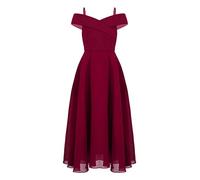 iiniim Robe Cérémonie Soirée Cocktail Enfant Fille Robe Épaules Denudee sans Manches Tenue Demoiselles d'honneur Princesse Robes Mousseline De Soie 4-16 Ans Bordeaux 7-8 Ans