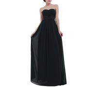 iiniim Robe de Cérémonie Mariage Longue Femme Mousseline Robe Bustier sans Manches Robe de Mariée Soirée Chic Grande Taille Haute XS-3XL Noir M
