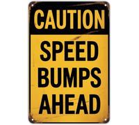 IINKUEYK Caution Speed Bumps Ahead Yellow Black Warning Metal Sign For Street Road Highway Construction Zone 8 X 12 in