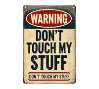 IINKUEYK Personalized Garage Decor Metal Wall-Art Dont Touch My Stuff Funny Retro Tin Sign for Man Cave Tool Shed Bar Cave 8 X 12 Inch