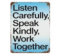 IINKUEYK Teamwork Makes the Dream Work Metal Tin Sign Collaboration Quote Wall-Art for Workplace Breakroom Home 8 X 12 in