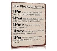 IINKUEYK Vintage Philosophical Tin Sign Five Ws Questions Wall-Art For Man Cave Garage Workshop Bar 8 X 12 inch