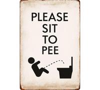 IINKUEYK Vintage Sit To Pee Bathroom Rules Metal Sign for Man Cave Bathroom Kitchen Studio Decor 8 X 12 in