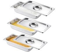 IIRC Lot de 3 bols à paner en acier inoxydable - 25,5 x 20 x 5 cm - Pour friture, poisson, viande, légumes (3 bols à paner avec couvercle)