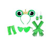 Iirlvior Animaux Déguisement - Costume Grenouille avec Grenouille Oreilles Boucles d'oreilles Lunettes Chaussettes Gants, Crazy Grenouille Accessoires de Déguisement pour Carnaval et Fête Costumée